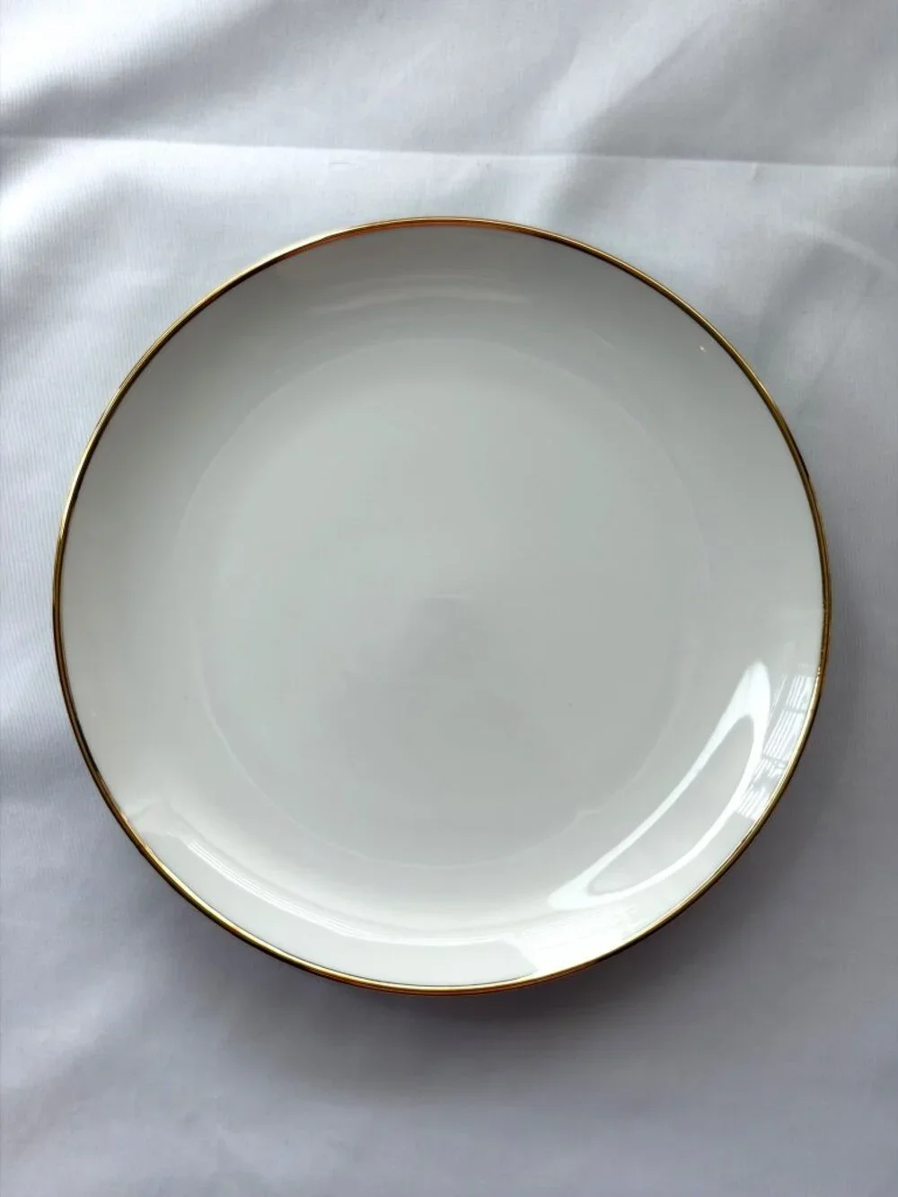 Set of 4 White Porcelain Saucers with Gold Rim 6.25” Cottagecore MCM Minimalist